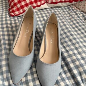 Classic Pointed Toe Pumps in Light Blue by